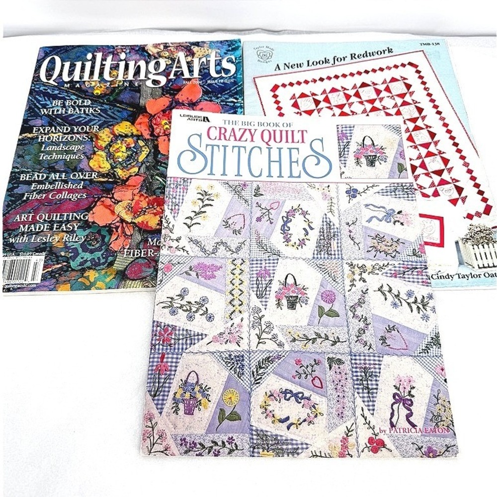 Quilting Magazine Book Bundle 3pc Crafting Sewing DIY Patterns Crafting Stitches